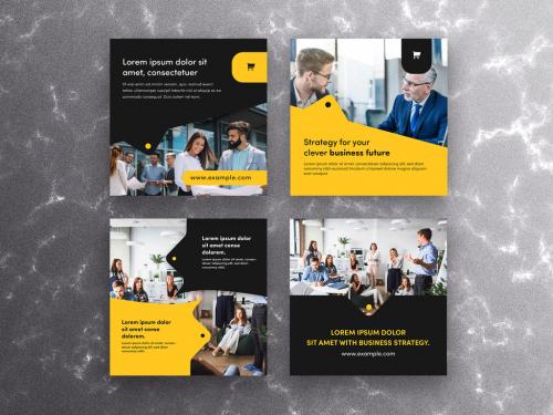 Yellow and Black Accent Social Media Post Layouts - 366139416