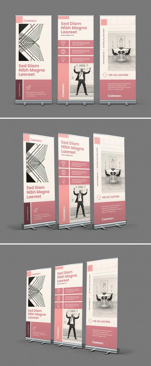 Roll-Up Banner Layout Set with Beige Accents - 366332745