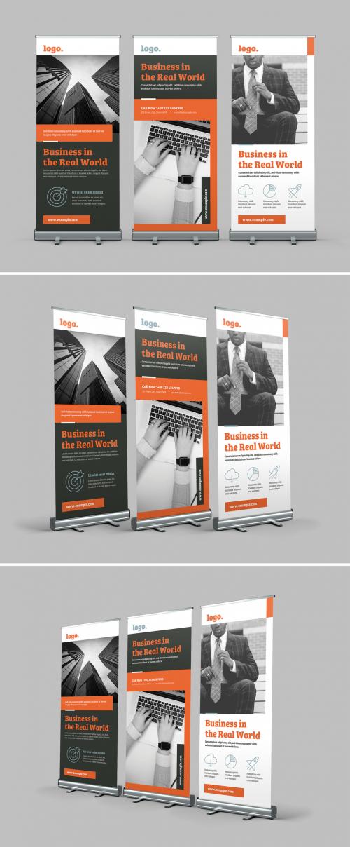 Roll-Up Banner Layout Set with Orange Accents - 366332760