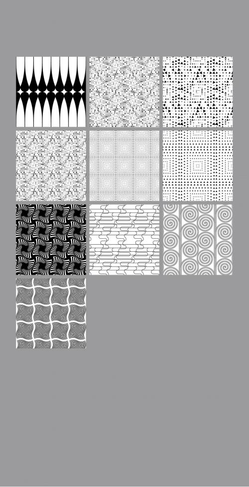 Black and White Geometric Seamless Pattern Collection  - 366364344