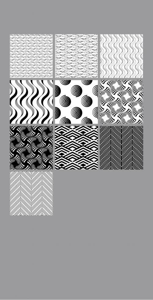 Black and White Geometric Seamless Pattern Collection  - 366364372