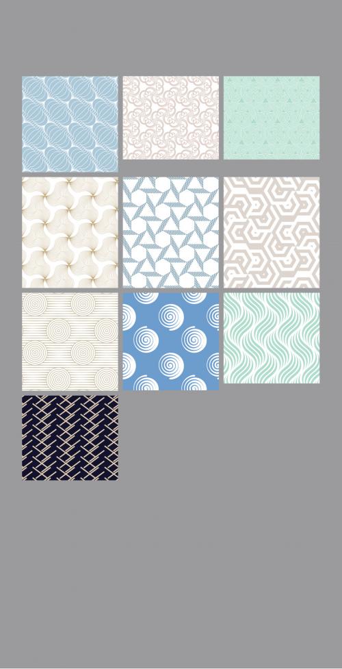 Pastel Colored Simple Geometric Seamless Pattern Collection - 366550107