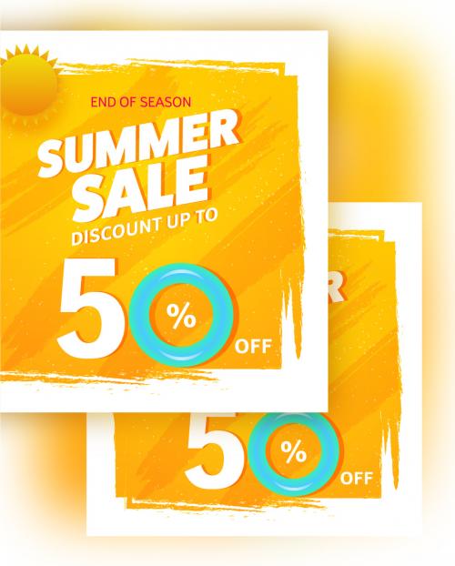 Summer Sale Banner Layout with Shiny Yellow Background - 366775534