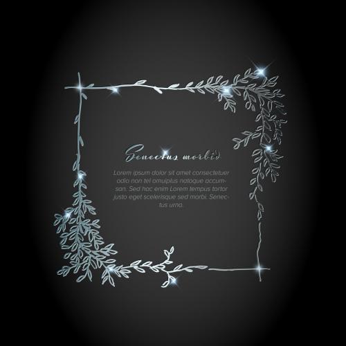 Minimalist Silver Square Floral Banner Layout  - 366782290