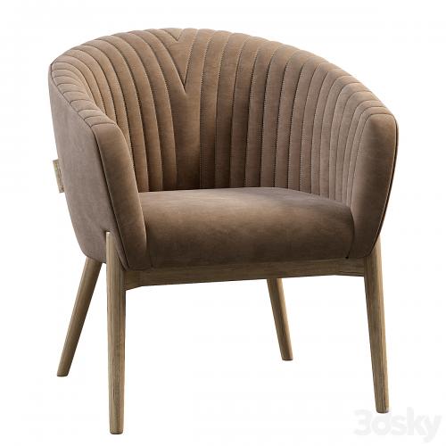 Upholstered Armchair with Channeled Back