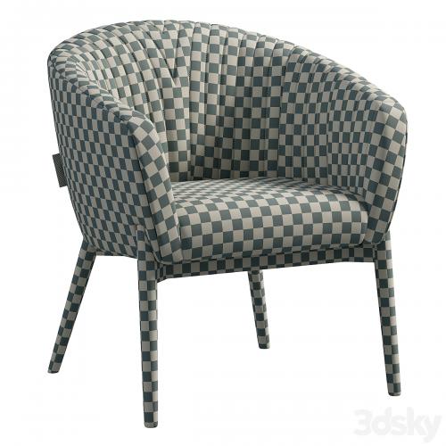 Upholstered Armchair with Channeled Back