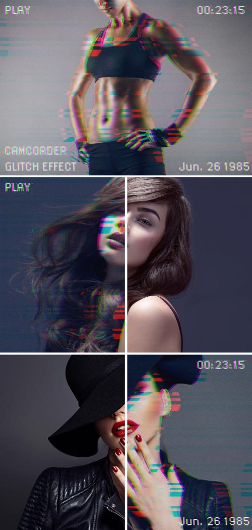 Camcorder Glitch Effect Mockup - 366799058