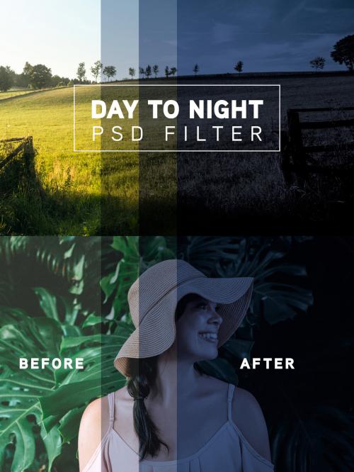 Photo Day to Night Filter Mockup - 366811023