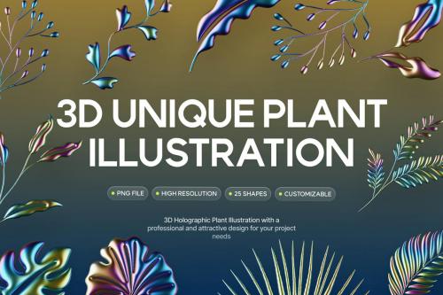 3D Holographic Plant Illustration