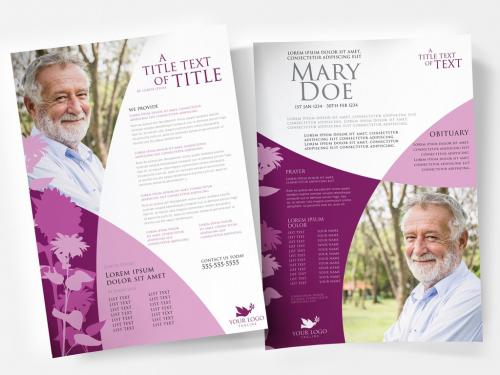 Modern Funeral Care Poster Flyer with Magenta Color Scheme - 366987408