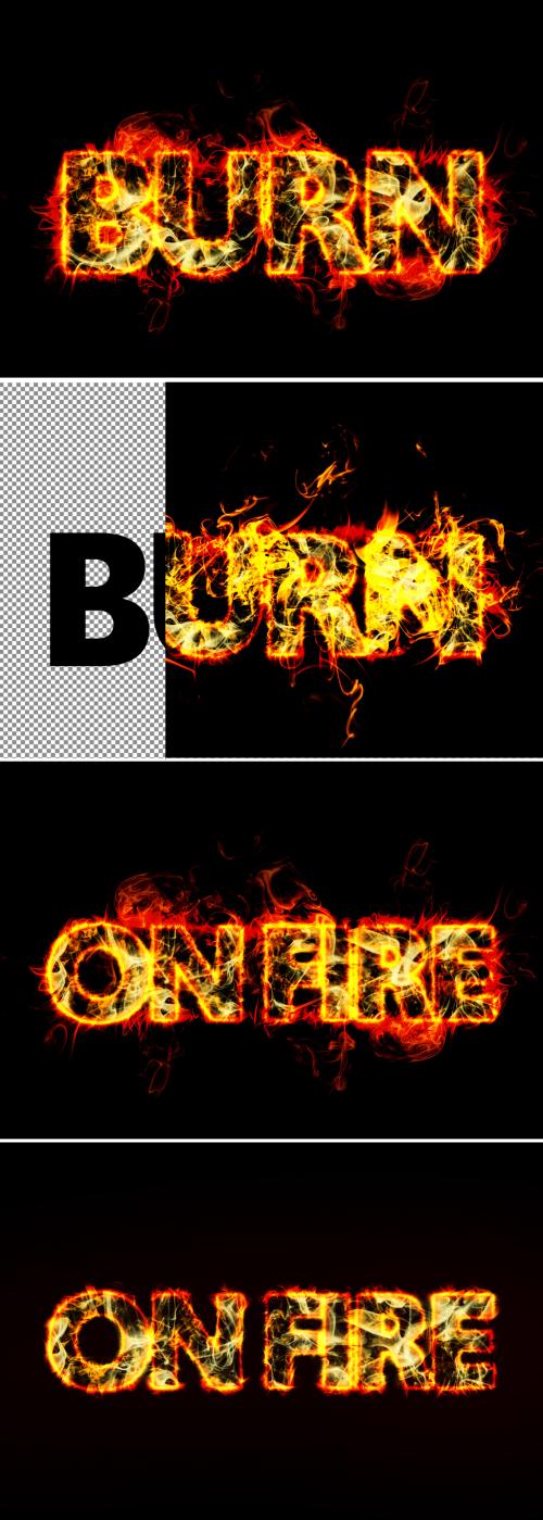 Realistic Burning Fire Text Effect Mockup - 367557377