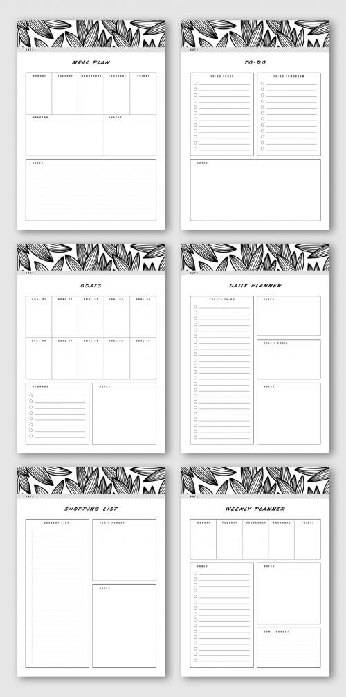 Simple Planner Set with Illustration Elements - 367591585