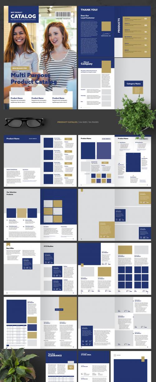 Catalog Layout with Blue Elements - 367606913