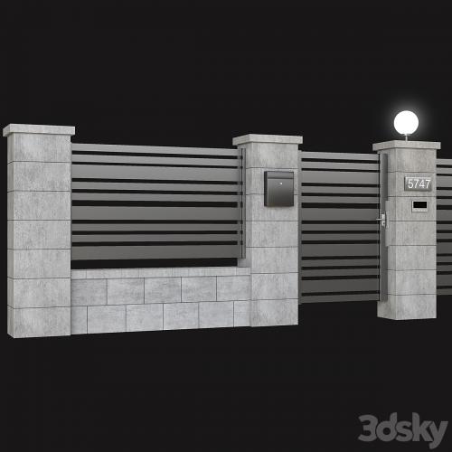 Fence with gate and intercom