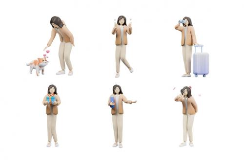 Woman Activity 3D Character Illustration Vol 2