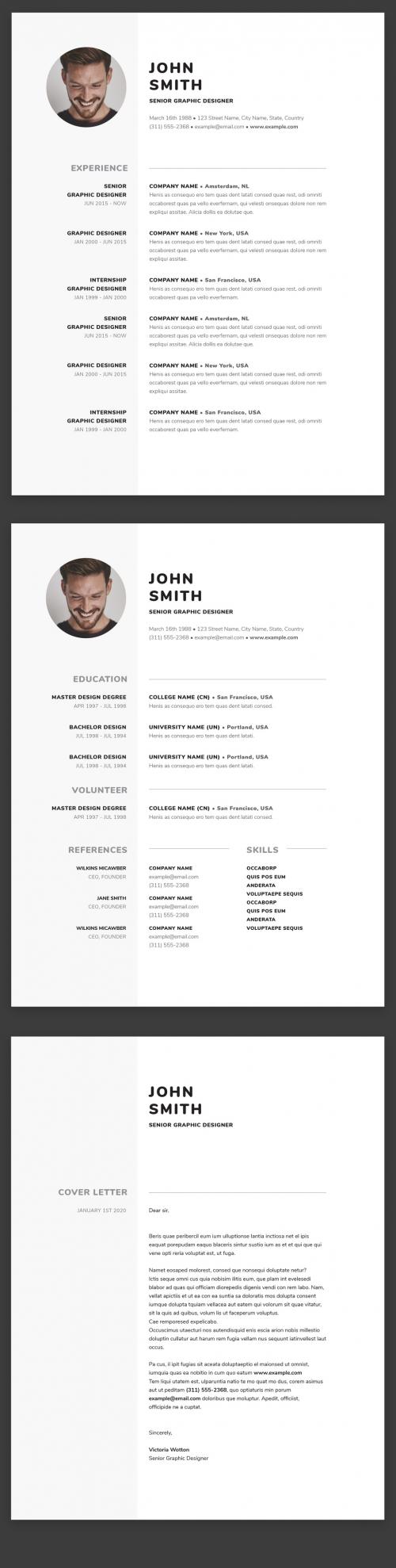 Minimal Contemporary Resume and Cover Letter Set - 367840625