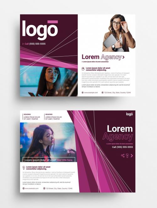 Creative Flyer Layout with Purple Colors - 367847480