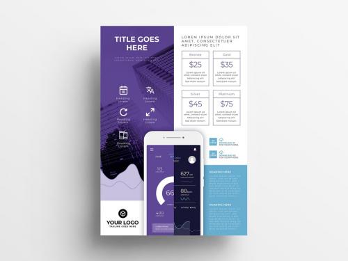 Mobile App Poster Flyer with Pricing Grid Layout - 367847495