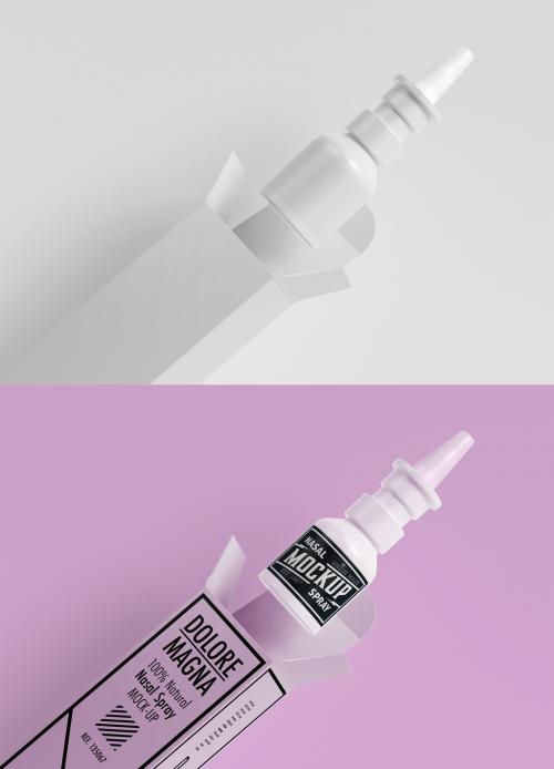 Spray Medical Nasal Box Packaging Mockup - 367850243