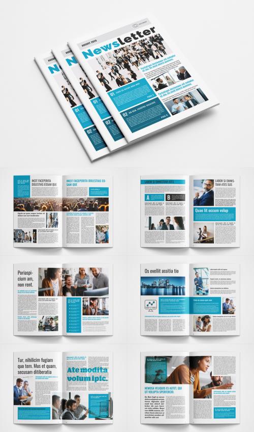 Business Newsletter Layout with Blue Accents - 367865126