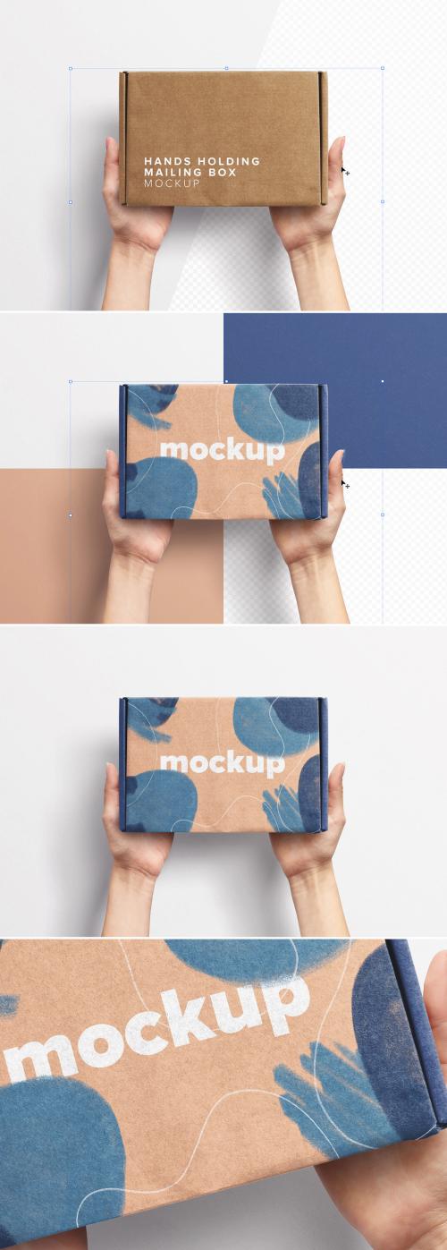 Hands Holding Postal Box Mockup - 367865286