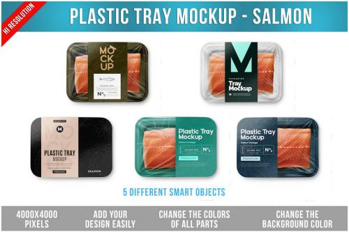 Plastic Tray Mockup - Salmon