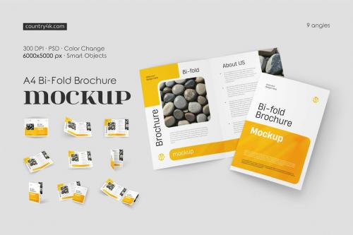 A4 Bi-Fold Brochure Mockup Set