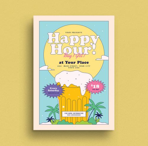 Happy Hour Beer Summer Flyer Layout - 368066718