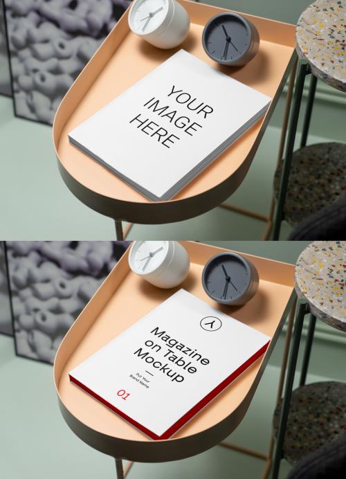 Magazine on Table Mockup - 368088828