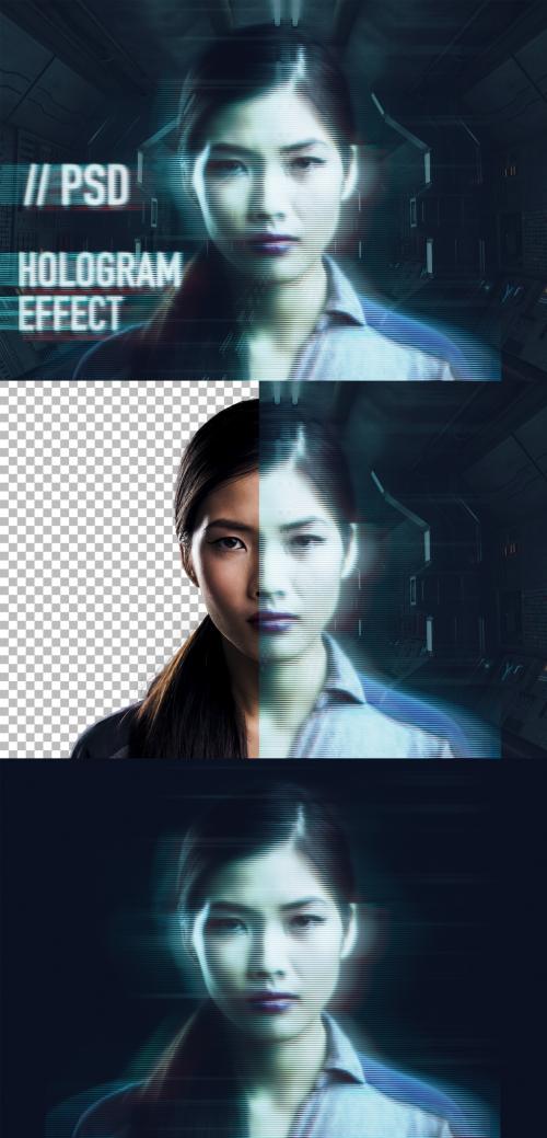 Photo Hologram Effect Mockup - 368094381