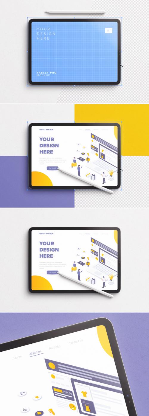 Large Digital Tablet with Pencil Mockup - 368272520