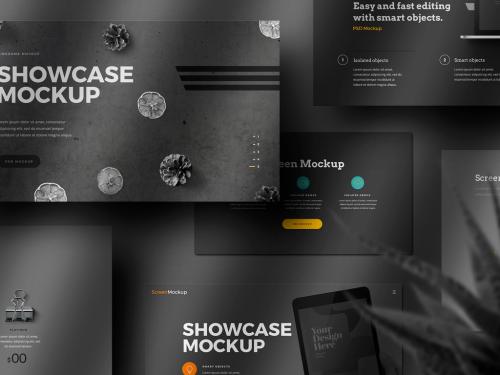 Black Presentation Showcase Mockup - 368335980