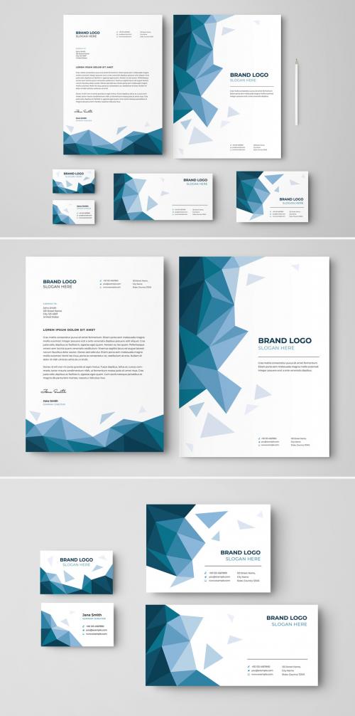 Low Poly Business Stationery Set - 368533026