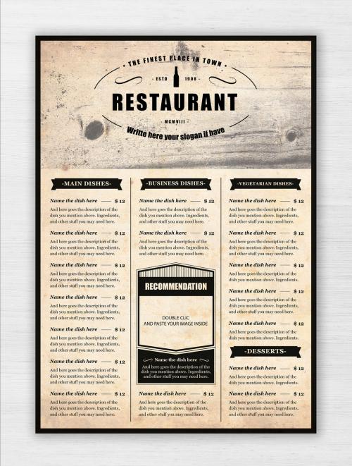 Vintage Food Menu Poster - 369082464