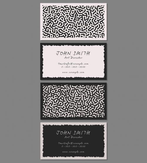 Creative Business Card Layout with Pattern Background - 369514983