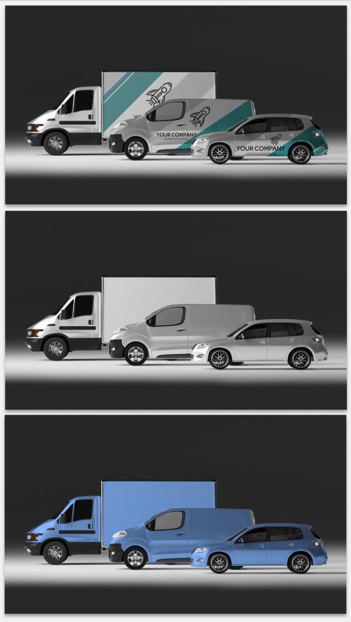 Mockup of a Series of Vehicles - 369518039