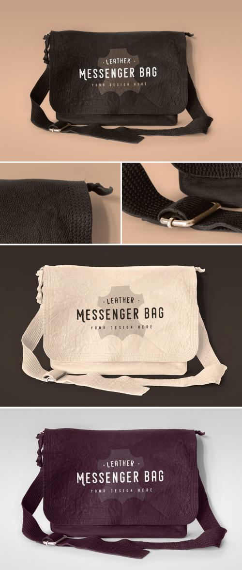 Leather Messenger Bag Mockup - 369526354