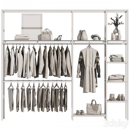 Clothes, wardrobe, rack for clothing store