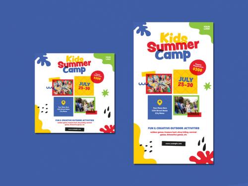 Kids Summer Camp Social Media Set - 369544429