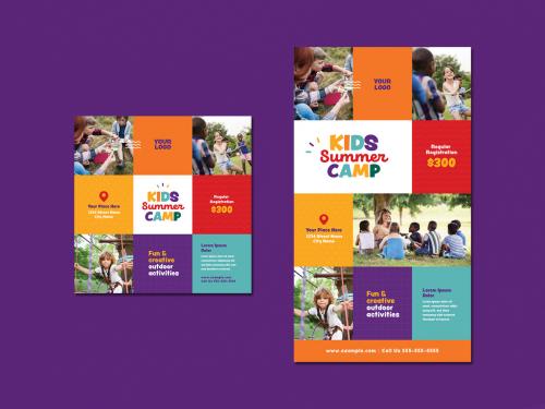 Kids Summer Camp Social Media Set - 369544430