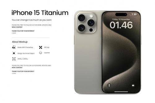 iPhone 15 Pro Max Titanium Mockup