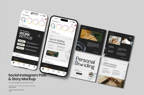 Social Media Instagram Post & Story Mockup