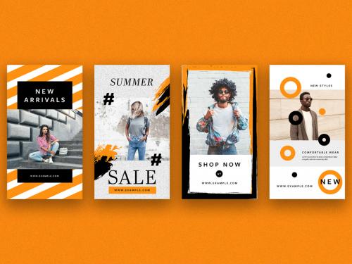 Creative Social Media Story Layouts with Orange Accents - 369733188