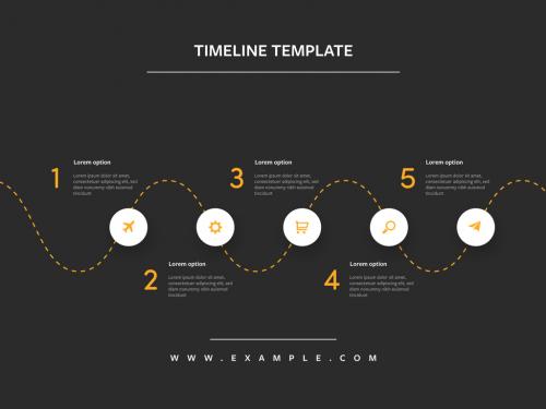 Simple Infographic Layout with Dashed Line and Icons - 369734034