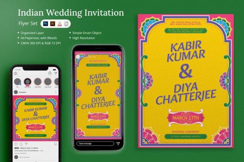 Manda - Indian Wedding Invitation Flyer Set