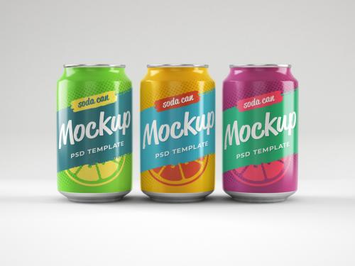 Glossy Soda Cans Mockup - 370595106