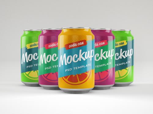 Glossy Soda Cans Mockup - 370595709