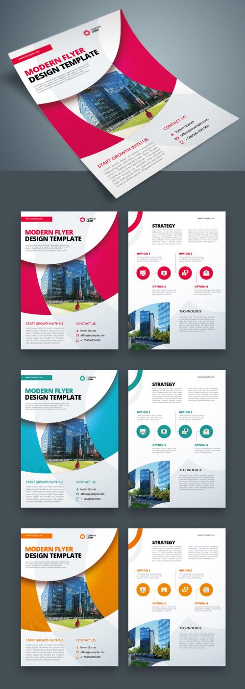 Business Flyer Layout with Circle Elements
 - 370641493