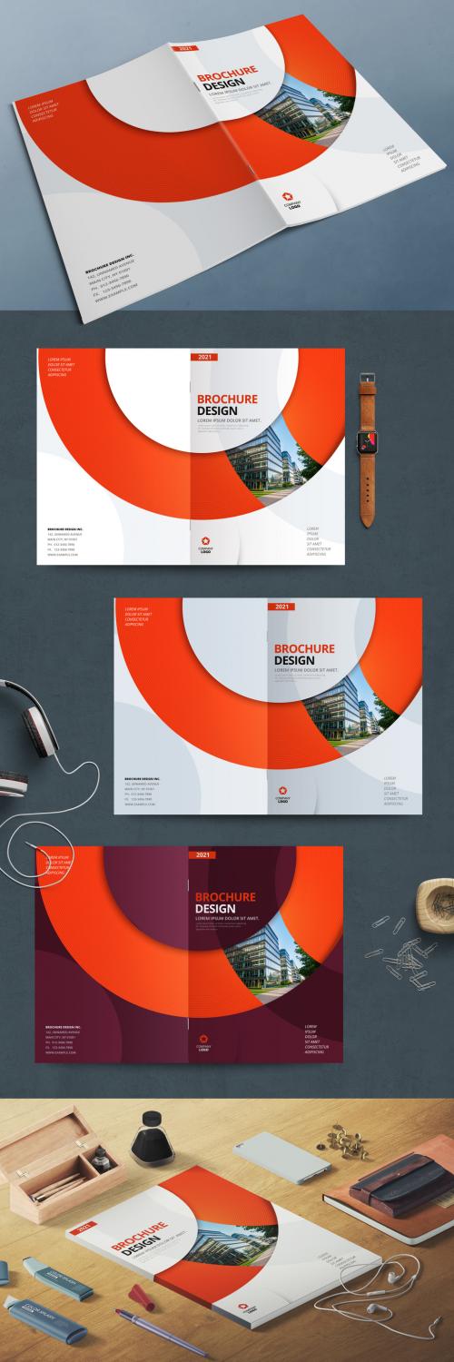 Business Report Cover Layout with Orange Circle - 370641768