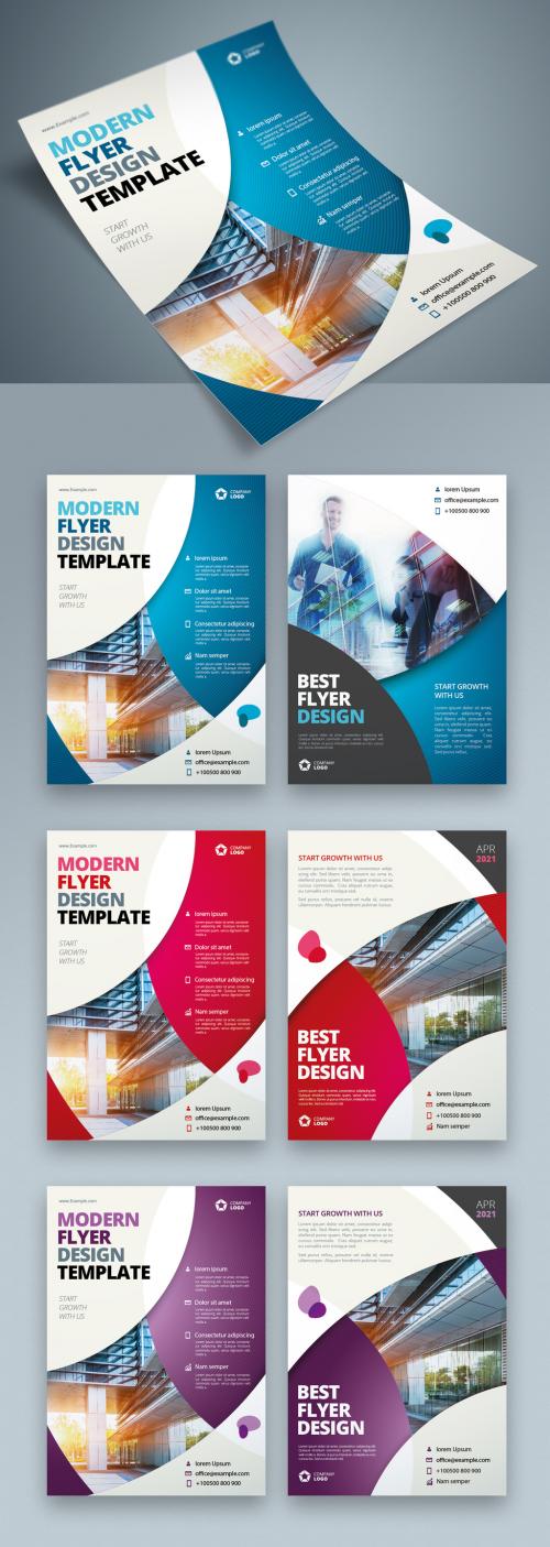 Colorful Business Flyer Layout with Circle Elements
 - 370642340